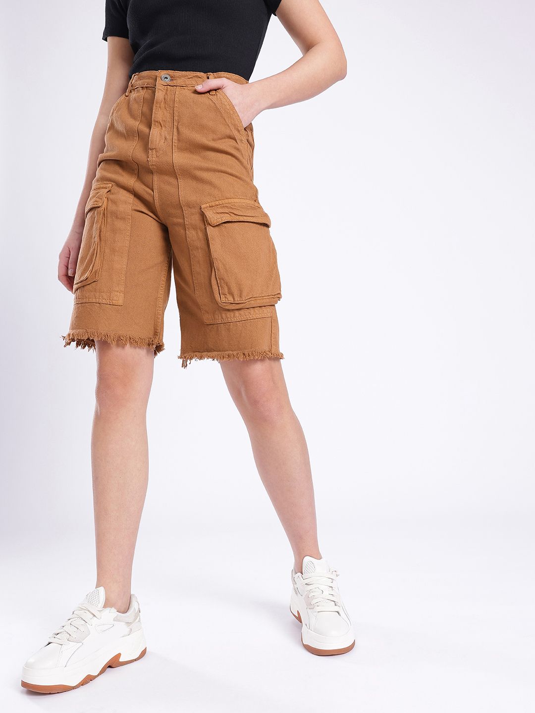 DressBerry Women City Swagger Denim Cargo Shorts