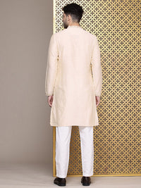 House of Pataudi Men Jashn Ethnic Motifs Yoke Design Zari work Kurta With Trousers