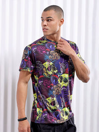 The Indian Garage Co Black Conversational Printed Slim Fit T-shirt