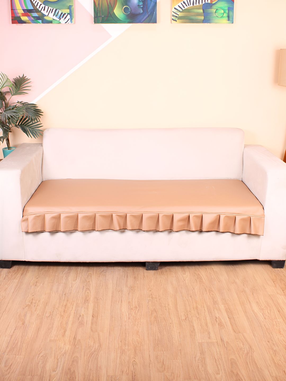 STITCHNEST Brown Leatherite Regular Sofa Cover