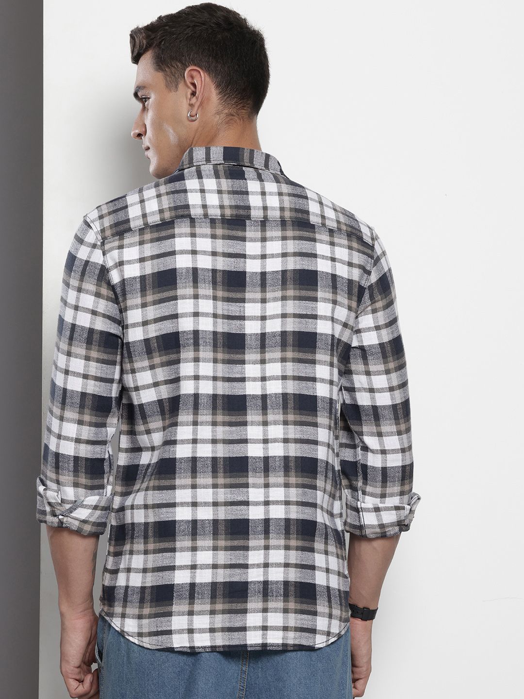 The Indian Garage Co Pure Cotton Slim Fit Checked Casual Shirt