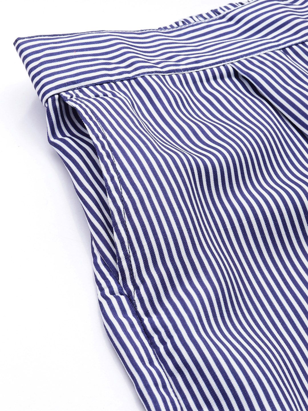 all about you Women Striped Pleated Wide Leg Trousers