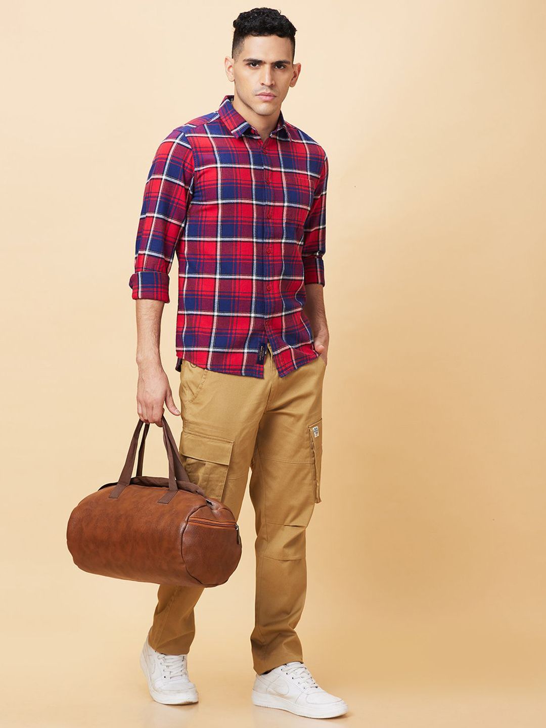 Being Human Men Pure Cotton Slim Fit Tartan Checks Opaque Checked Casual Shirt