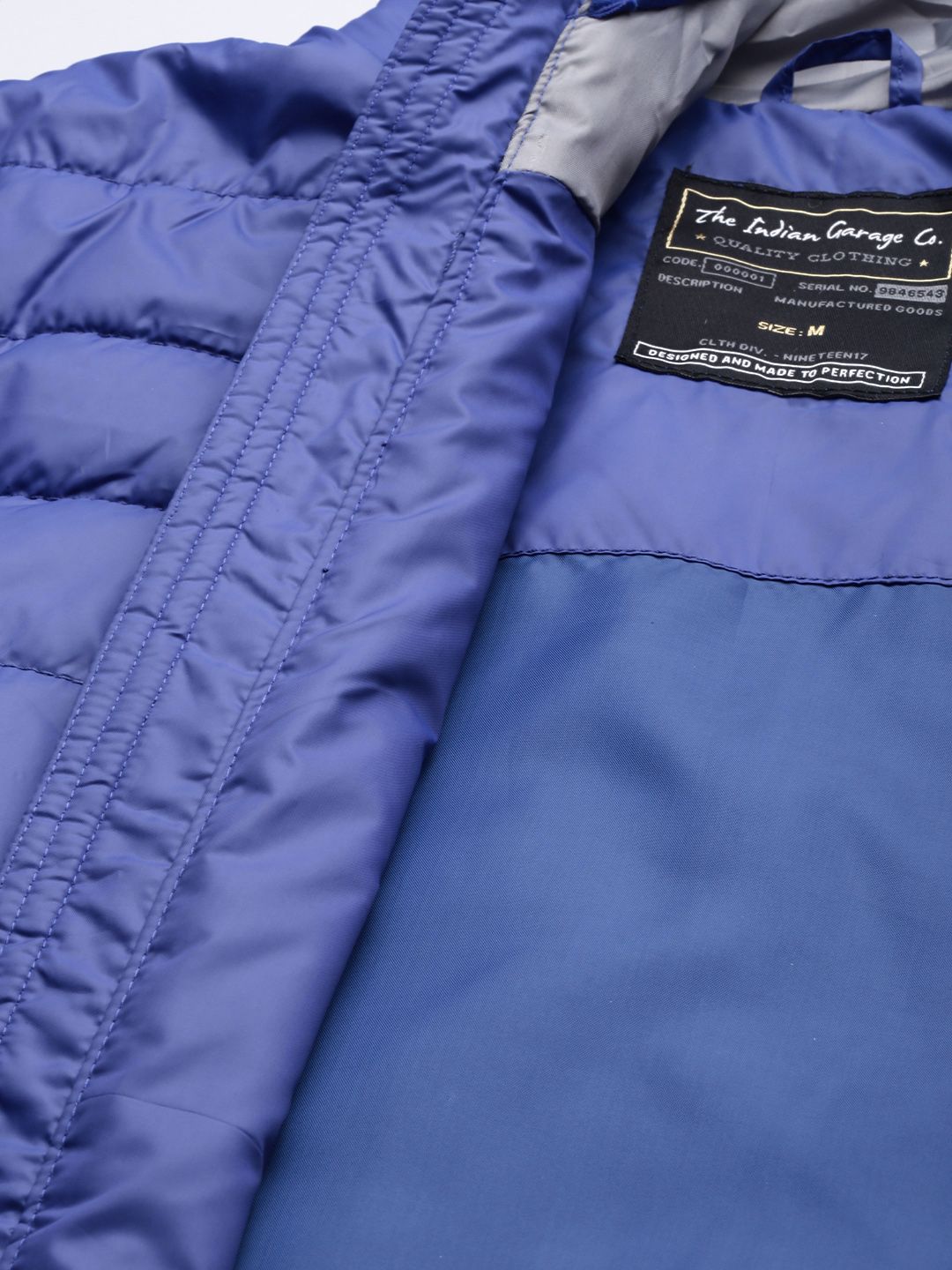 The Indian Garage Co Men Colourblock Hooded Slim Fit Puffer Jacket