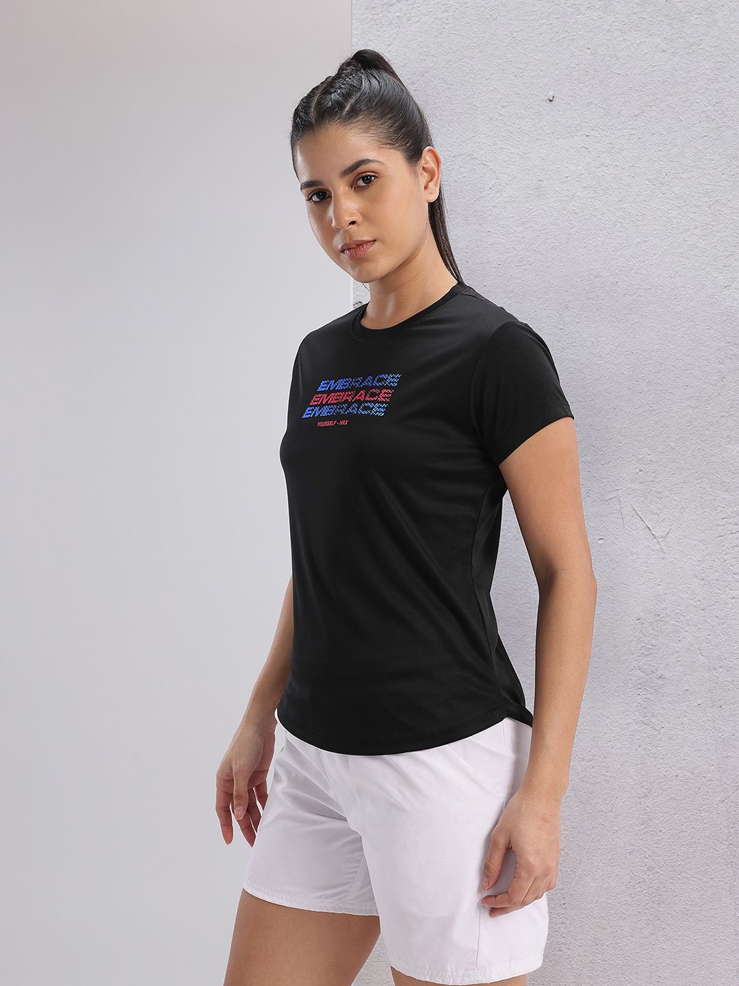 HRX by Hrithik Roshan Women Twin Collection Typography Printed Rapid-Dry Training T-shirt