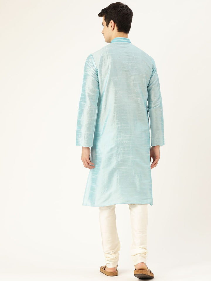 SOJANYA Men Blue Solid Straight Kurta