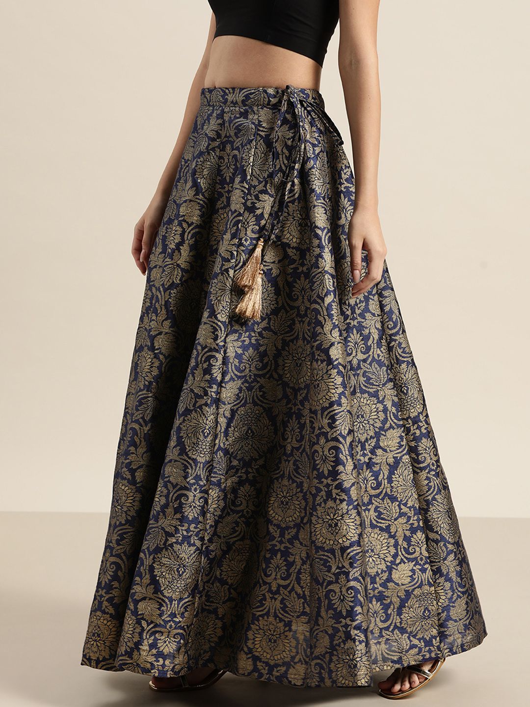 Shae by SASSAFRAS Women Deep Navy Blue Floral Skirt