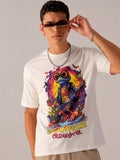 The Indian Garage Co Men Back Printed Boxy Oversized Pure Cotton T-shirt