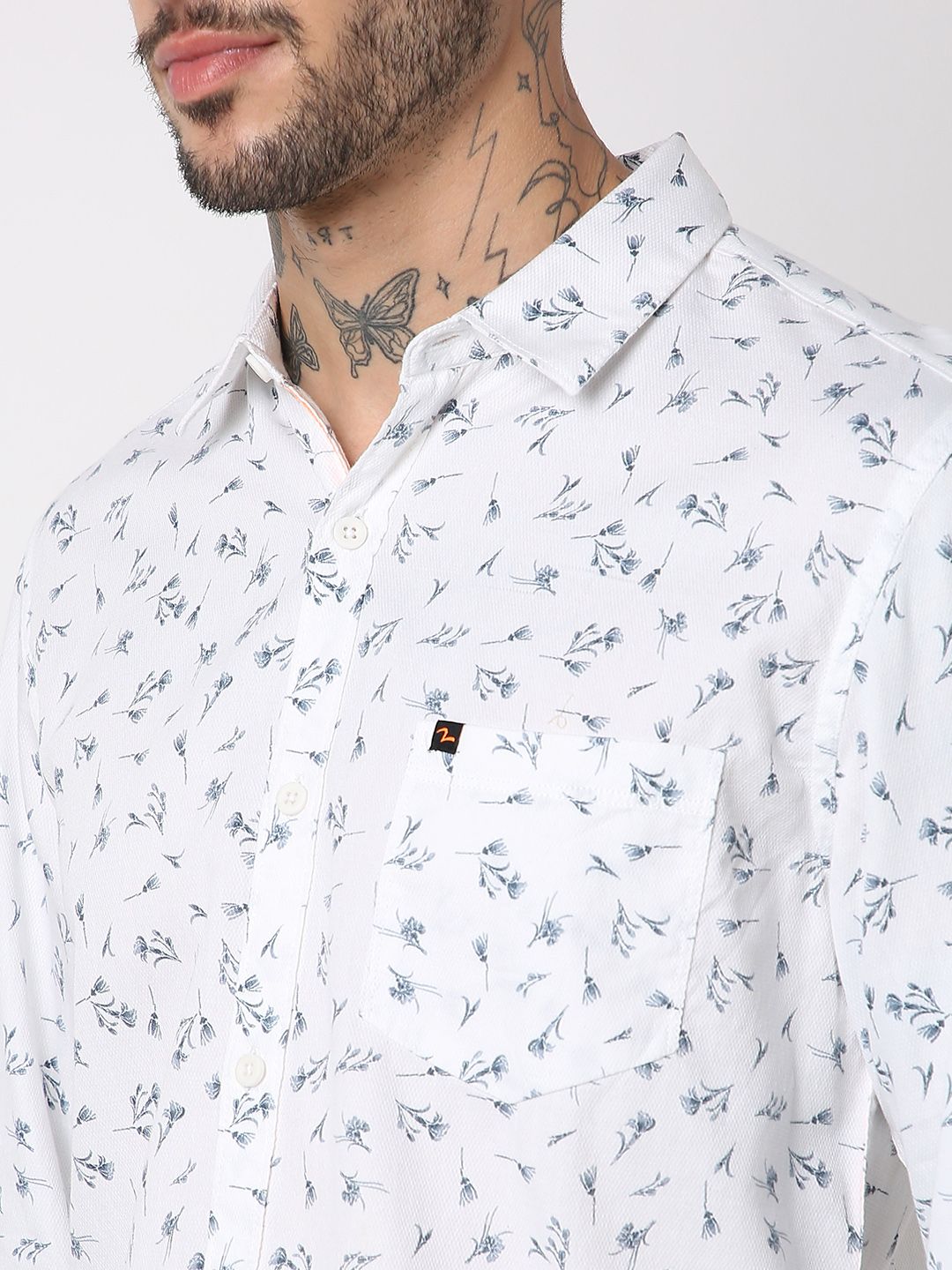 SPYKAR Pure Cotton Slim Fit Floral Printed Casual Shirt