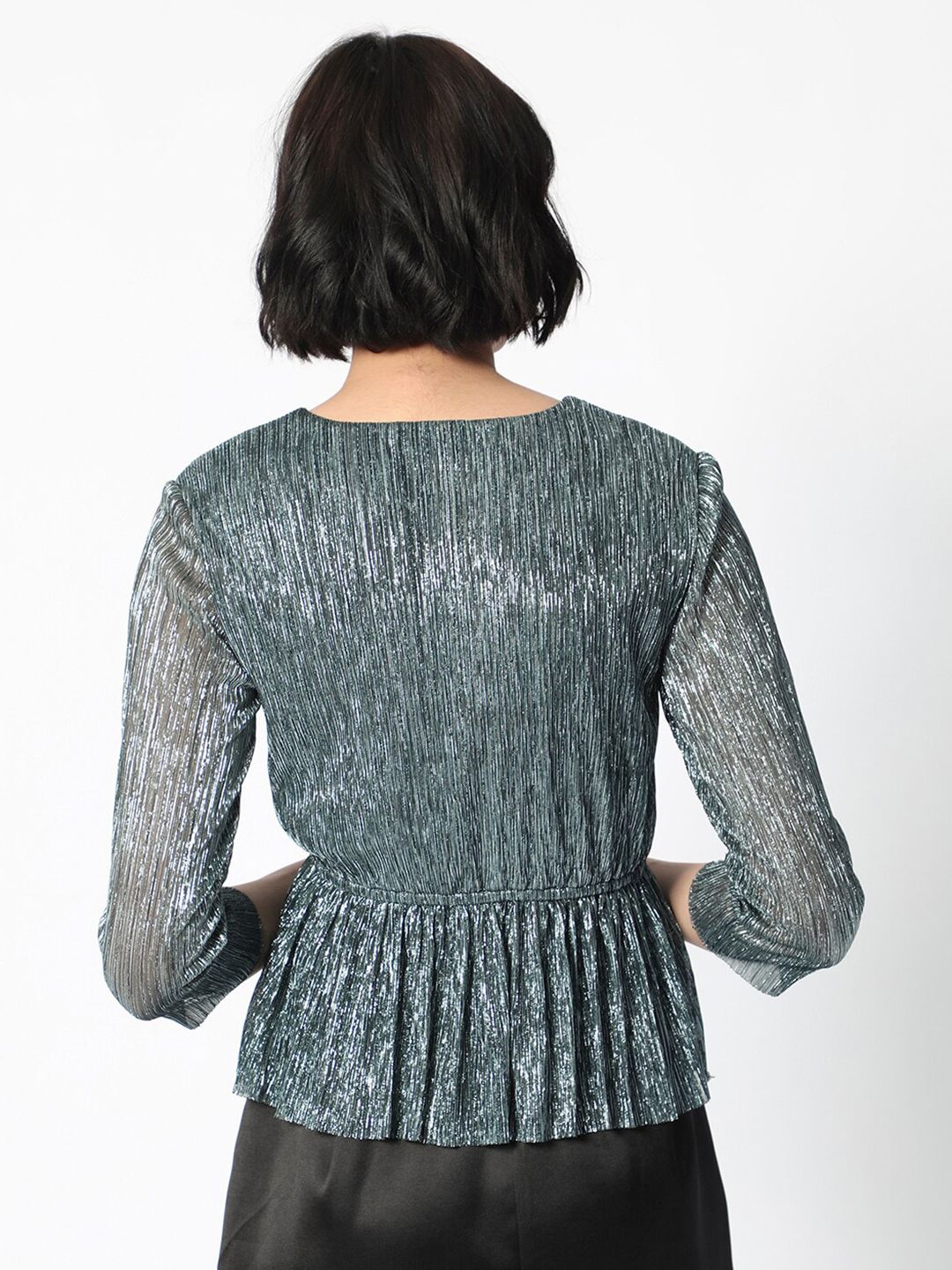 RAREISM Shimmer Peplum Evening Top