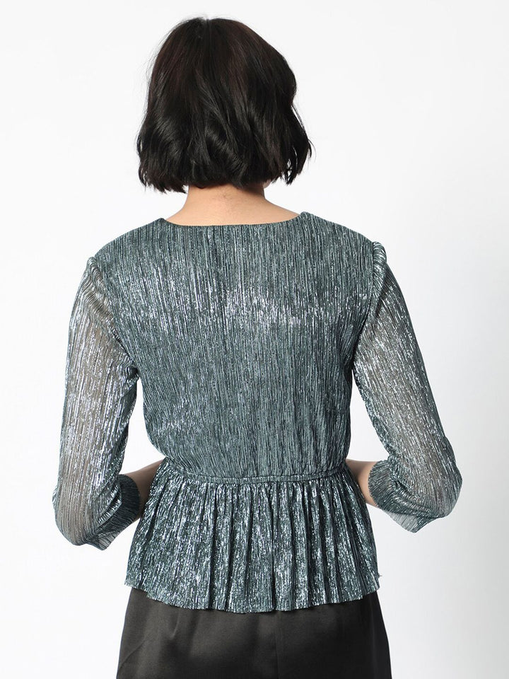 RAREISM Shimmer Peplum Evening Top