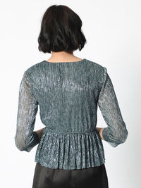 RAREISM Shimmer Peplum Evening Top