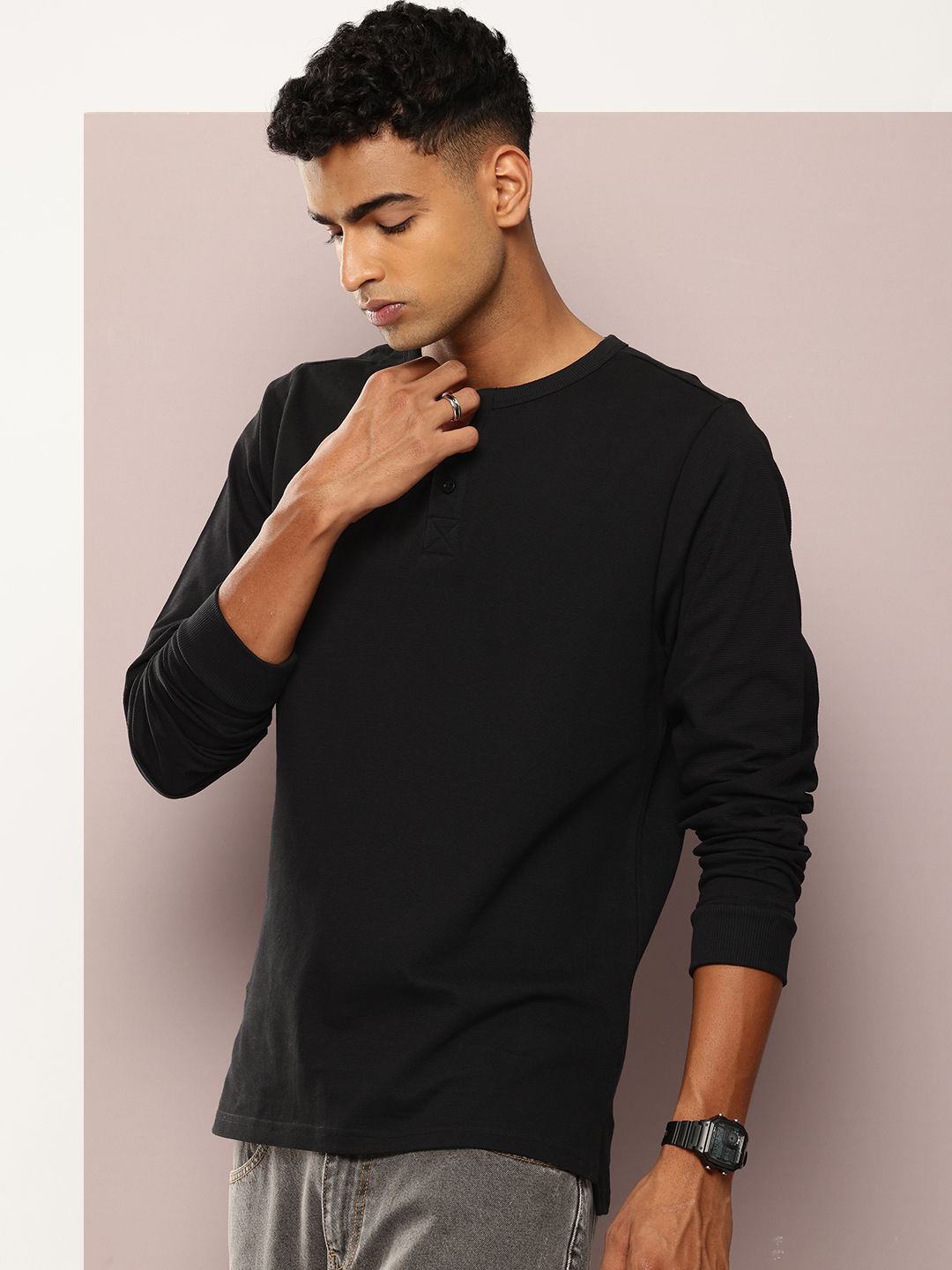 DILLINGER Men Henley Neck T-shirt
