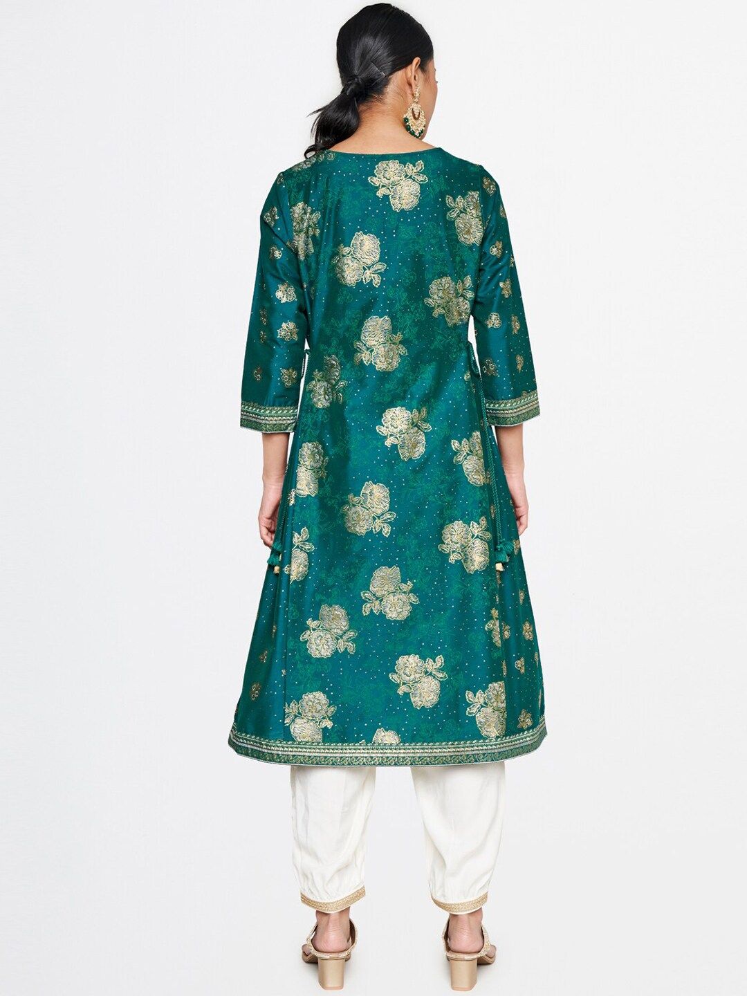 Global Desi V-Neck Floral Printed Anarkali Kurta
