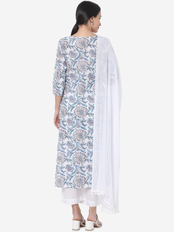 KALINI Women Floral Printed Regular Kurta with Trousers & With Dupatta