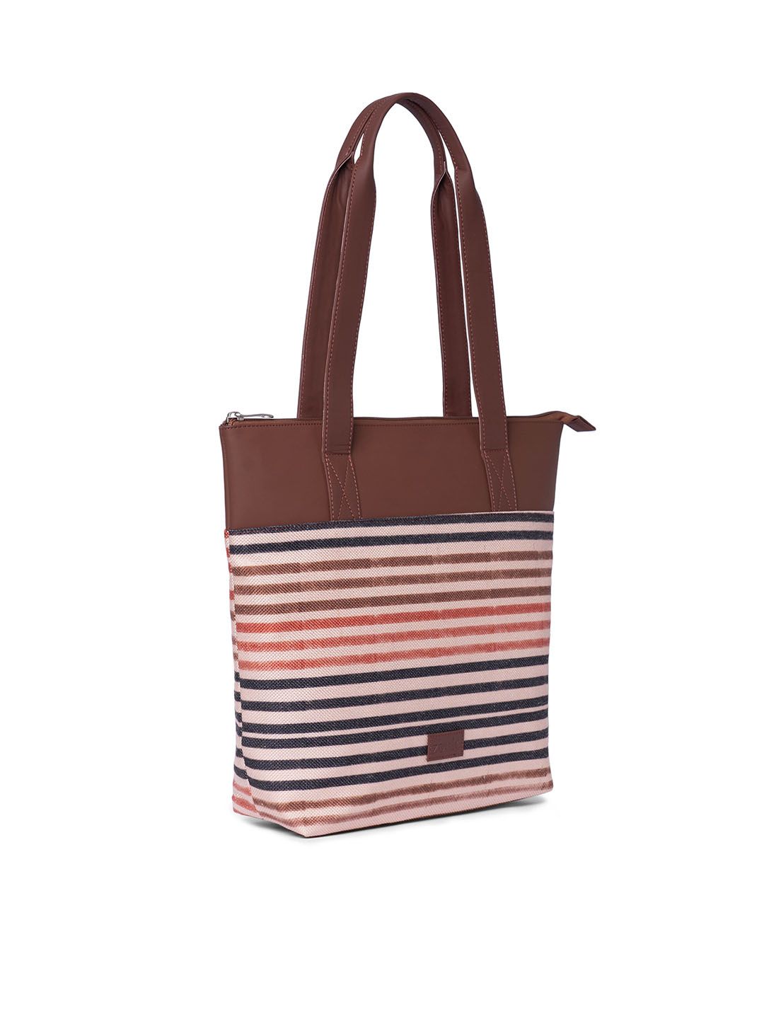 ZOUK Striped Shopper Jute Tote Bag