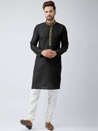 SOJANYA Men Black Embellished Straight Kurta