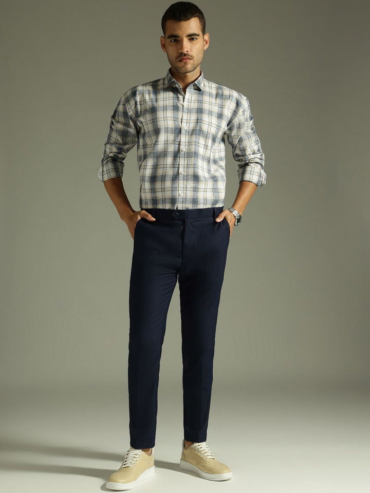 DENNISON Men Textured Smart Tapered Fit Trousers