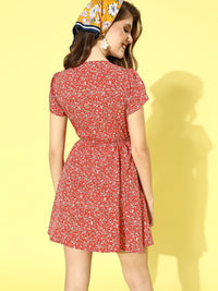 Berrylush Women Gorgeous Red Floral Fantasy Dress