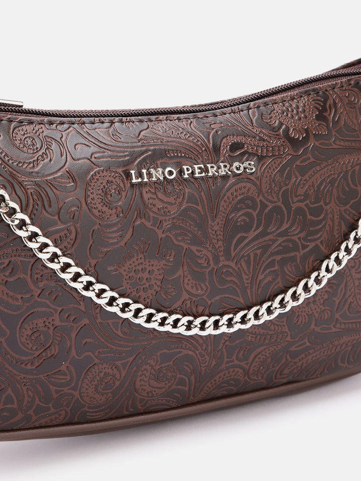 Lino Perros Floral Textured Structured Baguette Bag