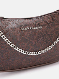 Lino Perros Floral Textured Structured Baguette Bag