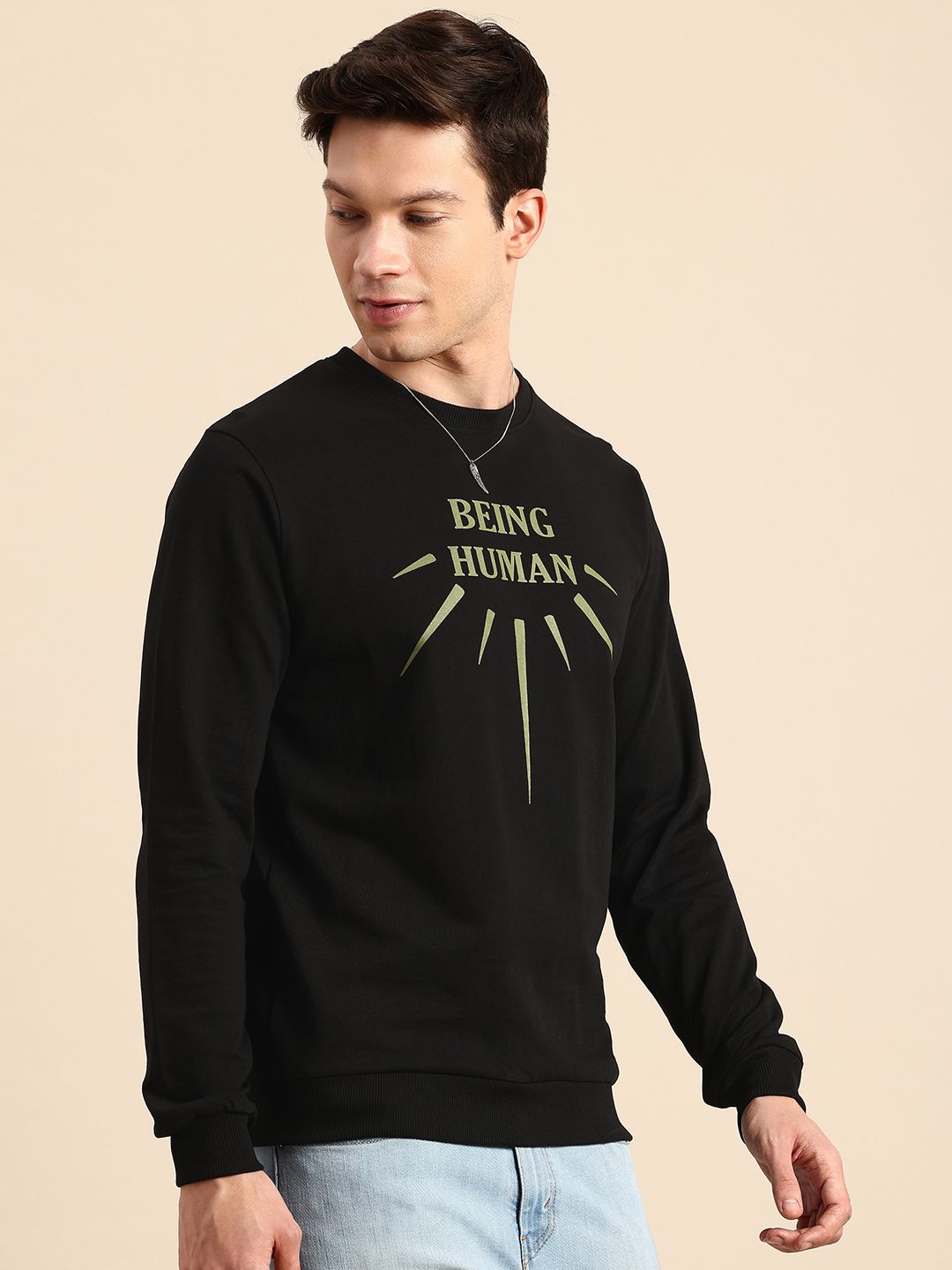 Being Human Brand Logo Printed Pure Cotton Sweatshirt