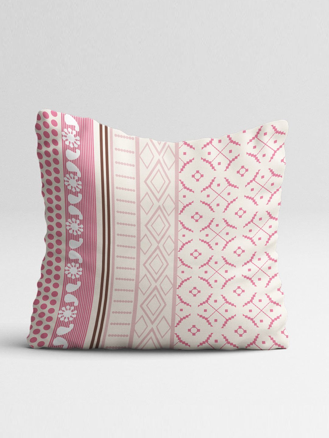STITCHNEST Pink & Off-White Set of 5 Aztec Printed Square Cushion Covers