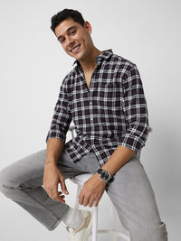 VASTRADO Classic Slim Fit Tartan Checks Opaque Cotton Casual Shirt