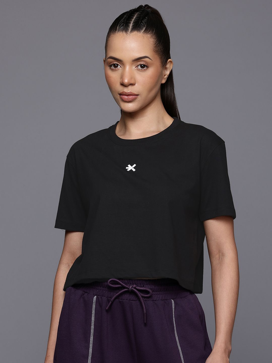 HRX by Hrithik Roshan Lifestyle Typography Print Crop T-shirt