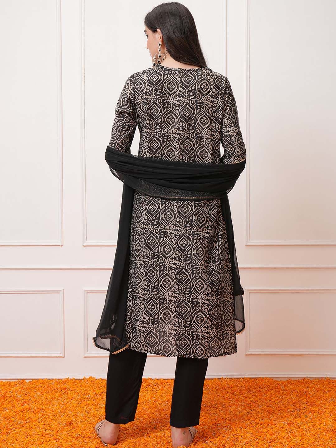 Vishudh Ethnic Motifs Printed Regular Beads and Stones Kurta with Trouser & Dupatta