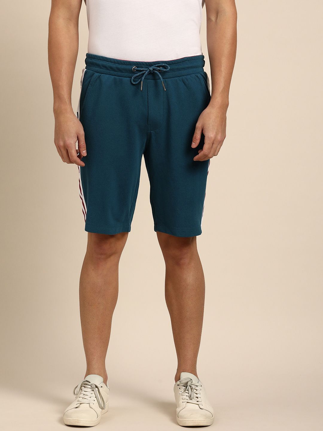 Being Human Men Solid Pure Cotton Shorts With Side Stripe Details