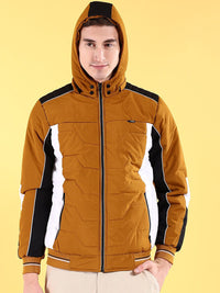 The Indian Garage Co Men Colourblocked Bomber Jacket with Hood