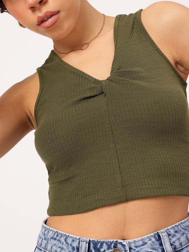 DressBerry Chill & Thrill Twisted Ribbed Crop Top
