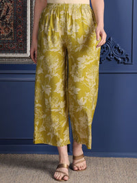 Kalini Floral Printed Notch Mirror Work Kurta Lurus Dengan Palazzo & Dupatta