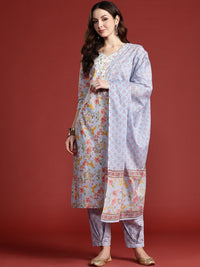 Indo Era Floral Printed Pure Cotton Kurta with Salwar & With Dupatta