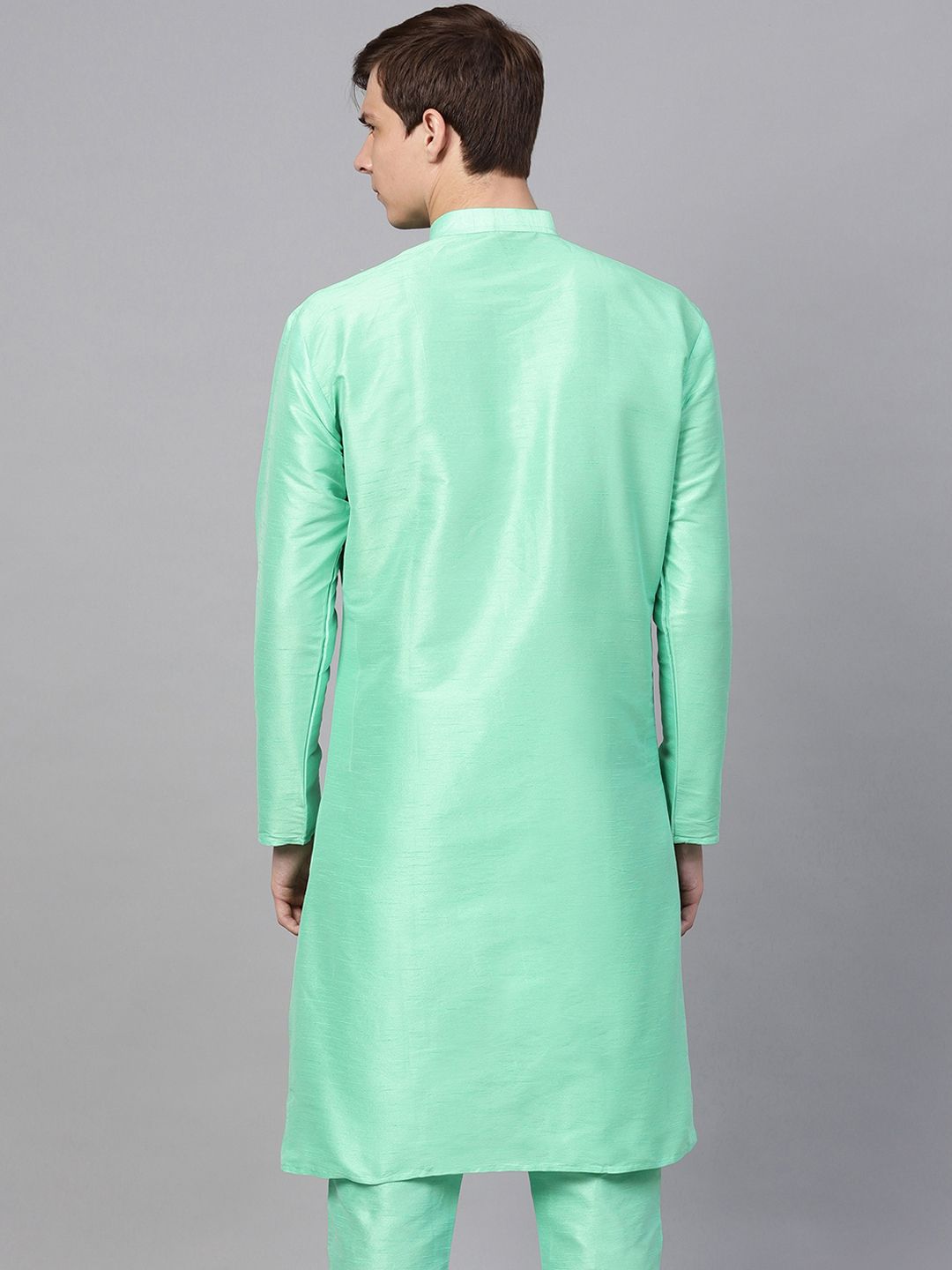 SOJANYA Men Sea Green Solid Straight Kurta