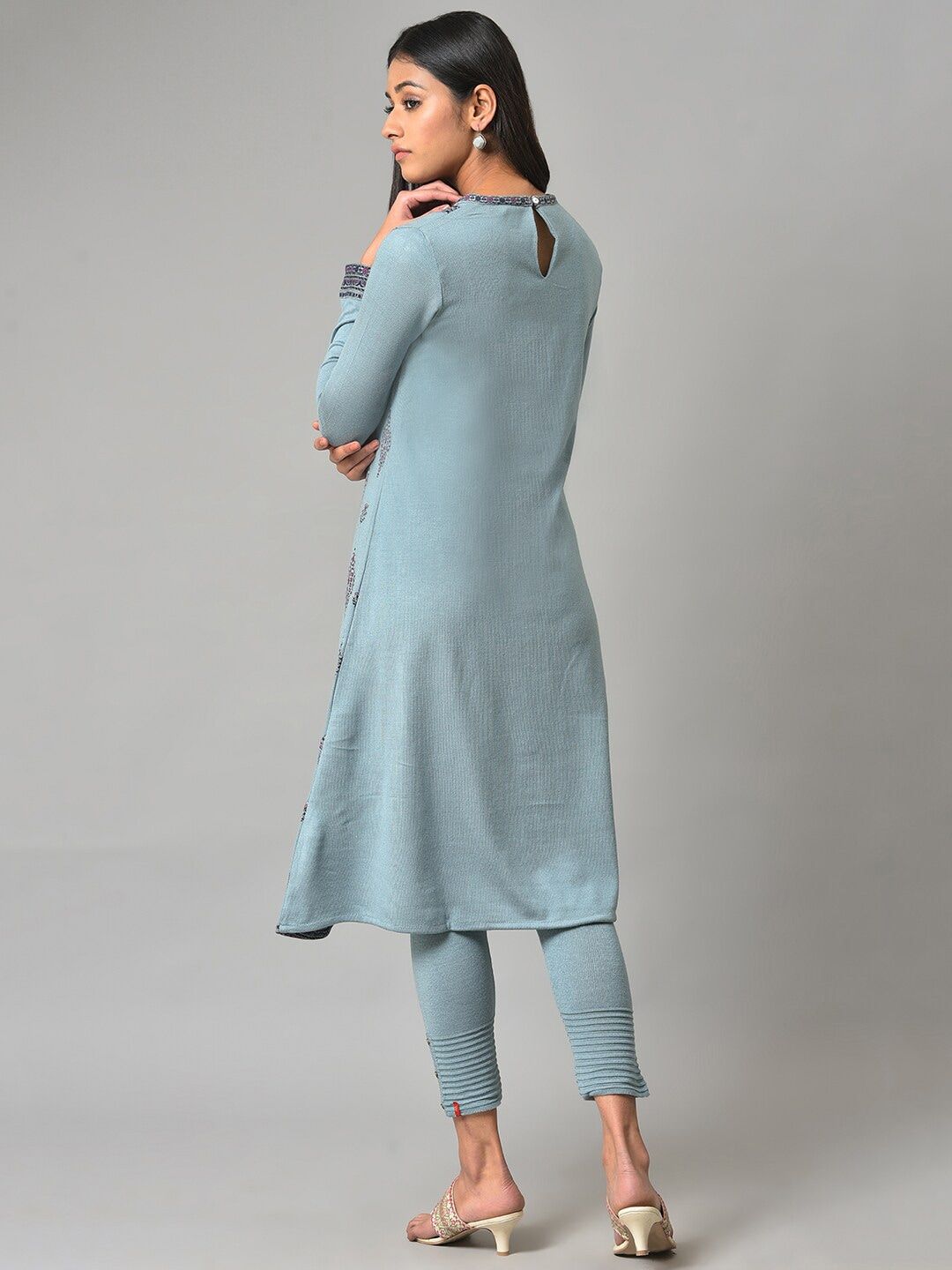 W Women Geometric Printed Acrylic A-Line Kurta