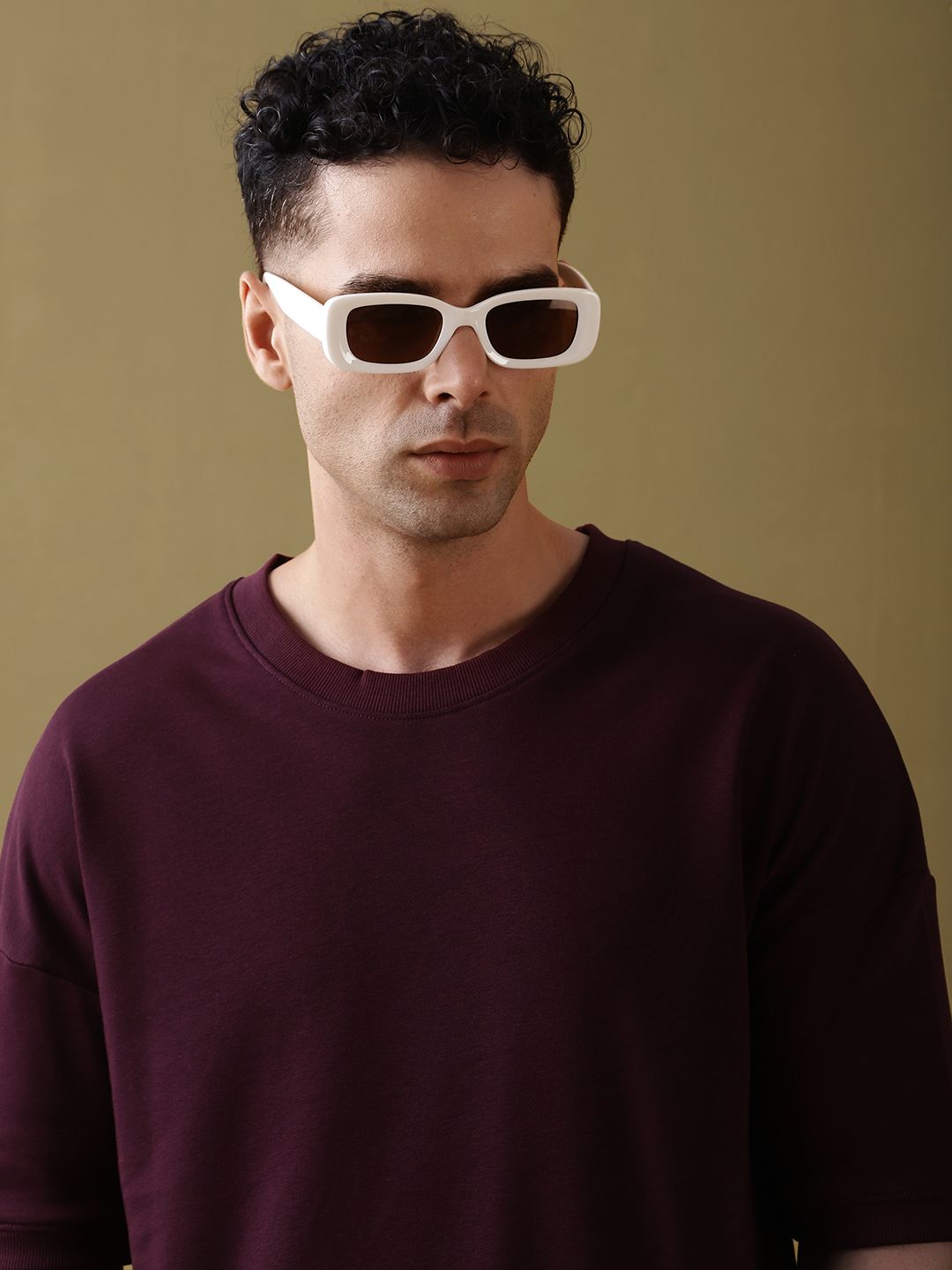 DILLINGER Men Solid Ultra Soft Drapey Cotton Oversized Drop Shoulder T-Shirt