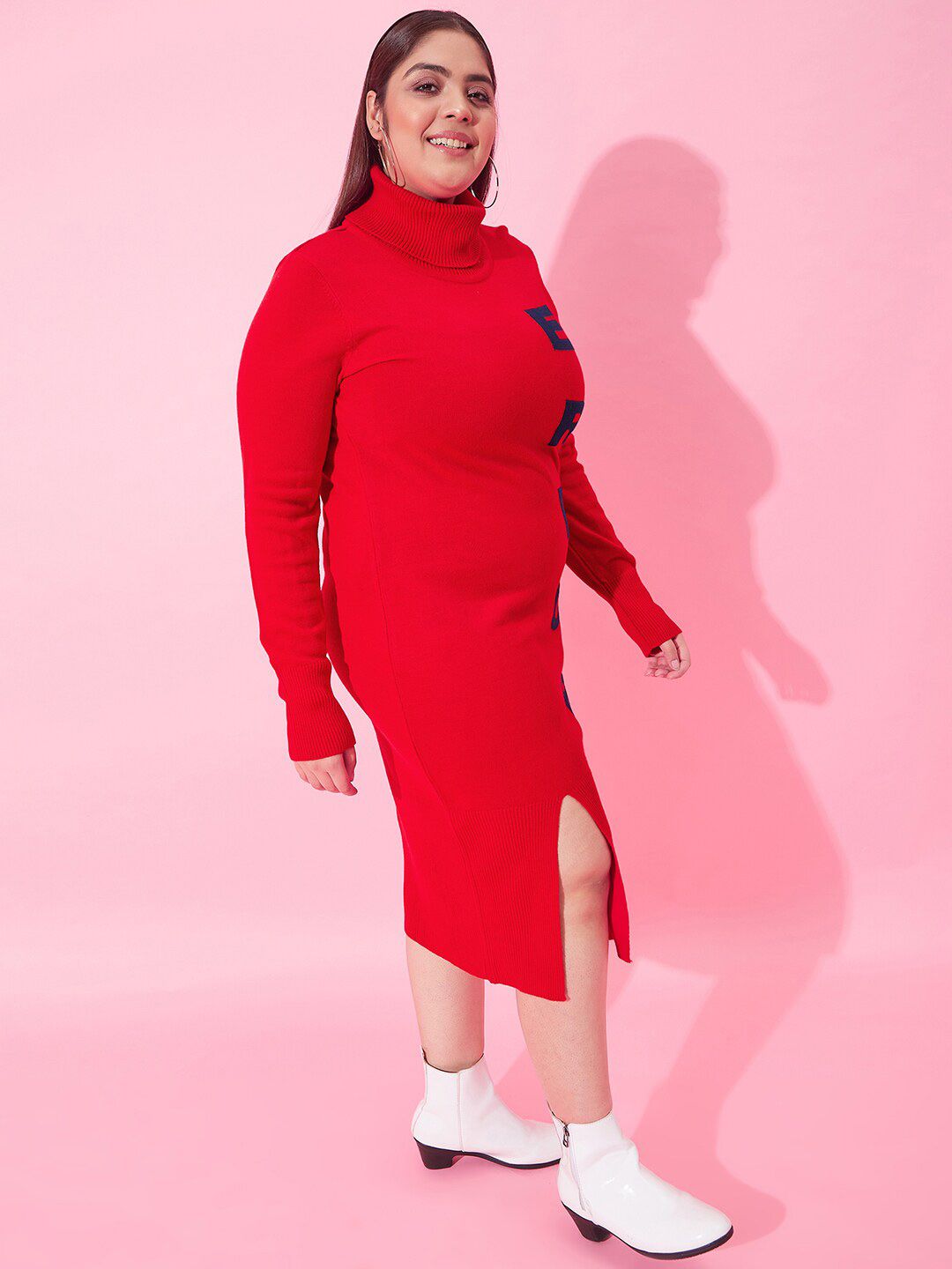 CURVY STREET Typography Printed Sheath Midi Dress