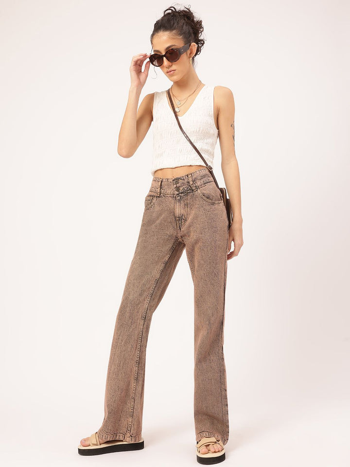 DressBerry Women Charming & Edgy Mid-Rise Bootcut Coloured Pure Cotton Jeans
