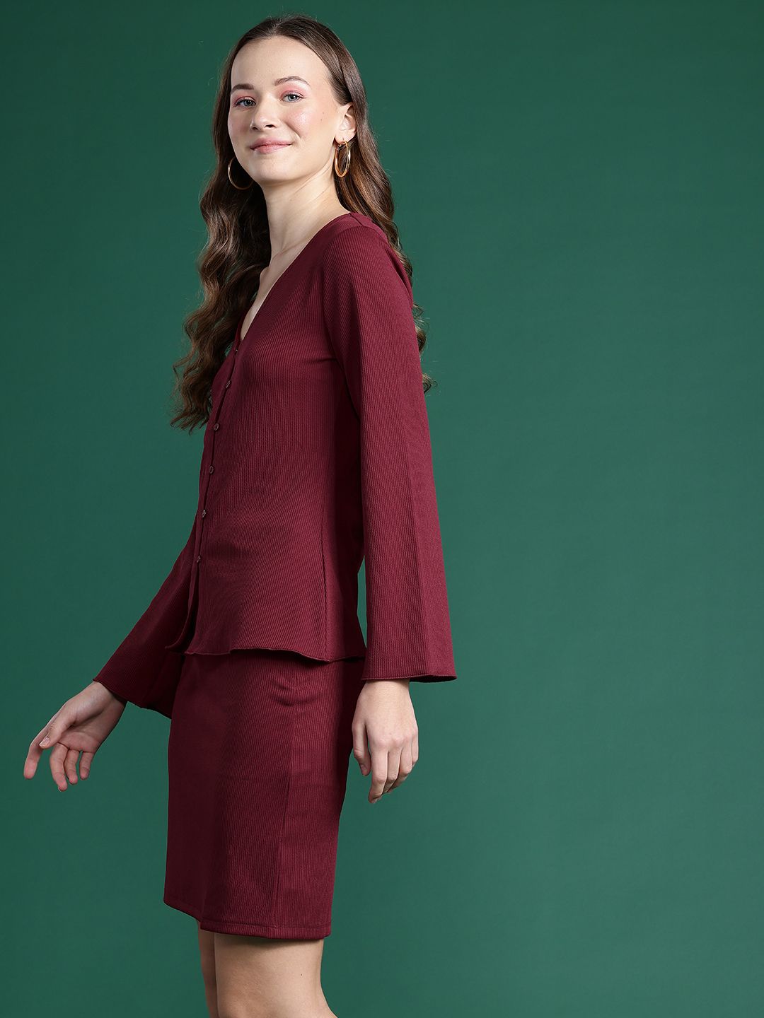DressBerry V-Neck Top With Fitted Skirt