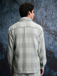 Locomotive Grindle Mock Lino Dobby Textured Tartan Checked Oversized Overshirt
