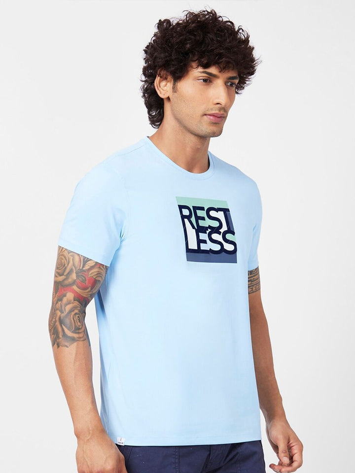 SPYKAR Typography Printed Round Neck Cotton Slim Fit T-shirt