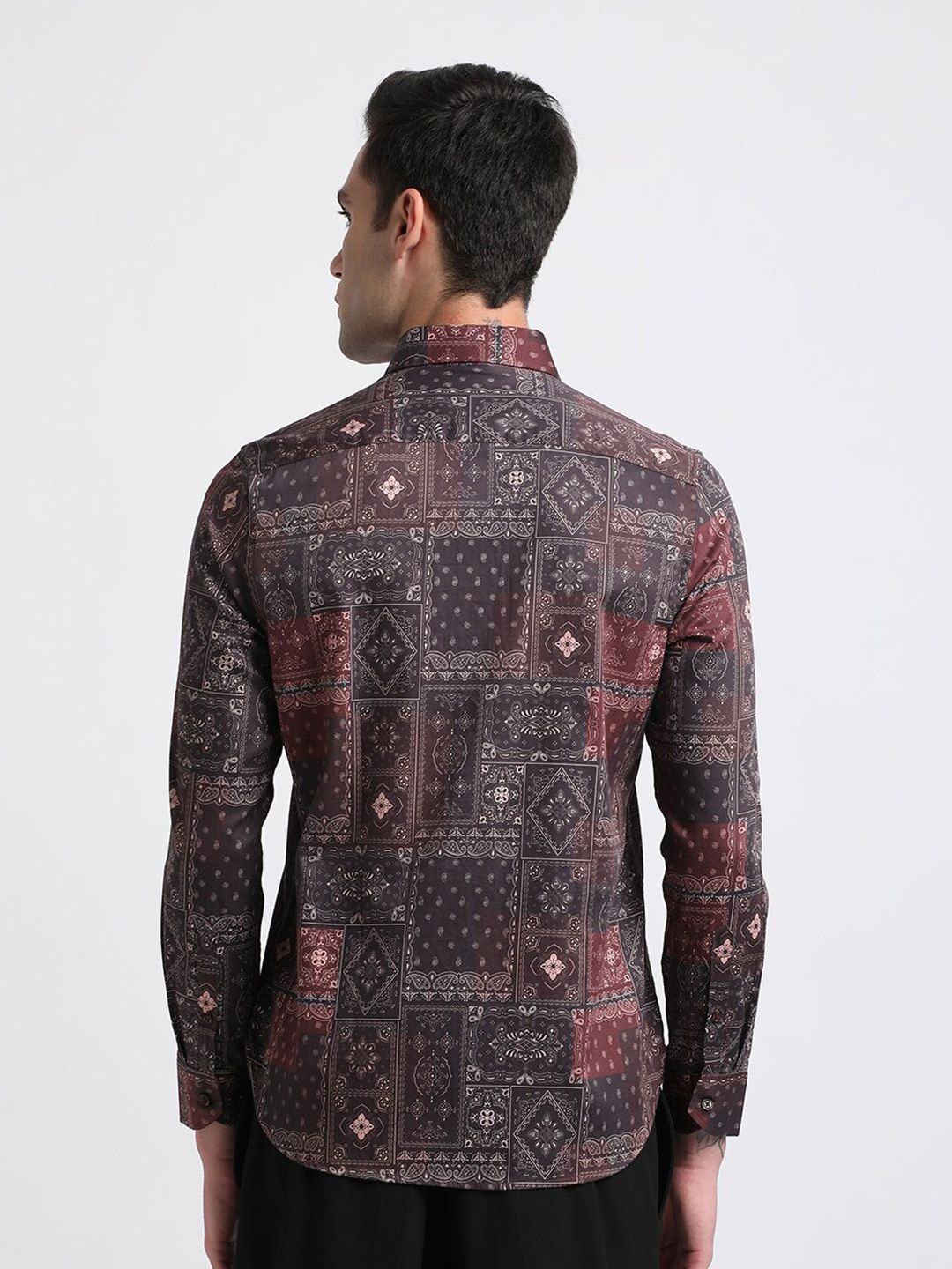 THE BEAR HOUSE Abstract Printed Slim Fit Pure Cotton Casual Shirt