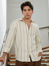 Campus Sutra Men Comfort Fit Textured Spread Collar Cotton Casual Shirt