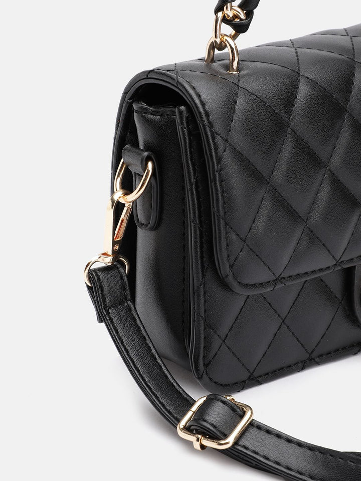 DressBerry Quilted Structured Satchel Bag
