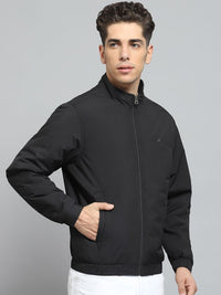 Monte Carlo Men Mock Collar Solid Cotton Casual Lightweight Bomber Jacket
