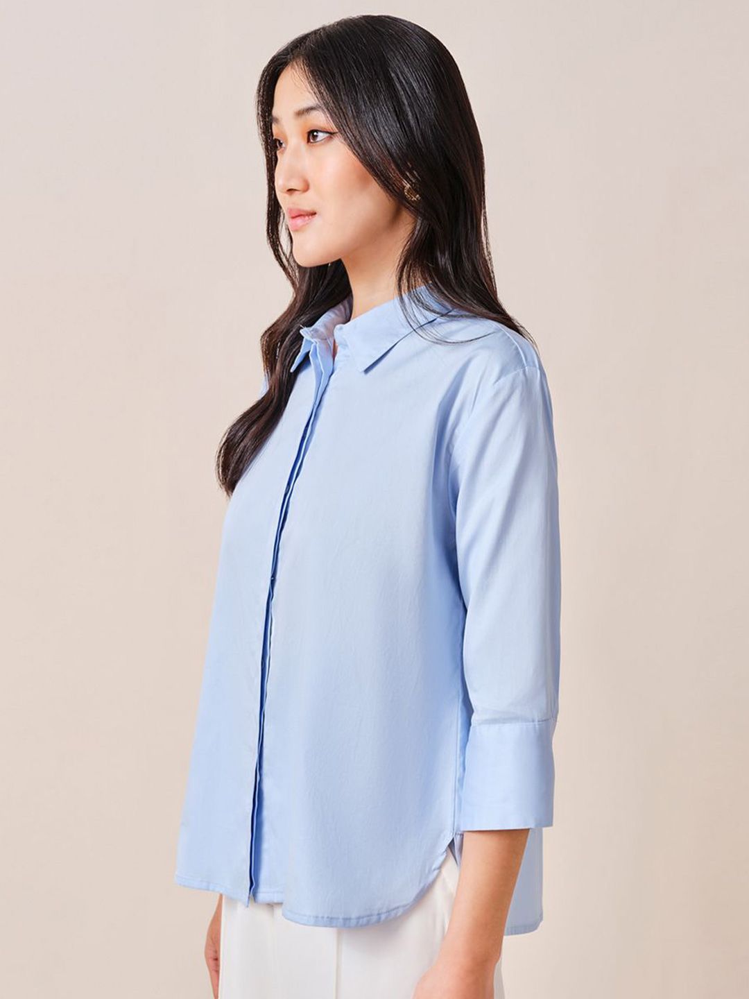 AND Cotton Solid Shirt Style Top