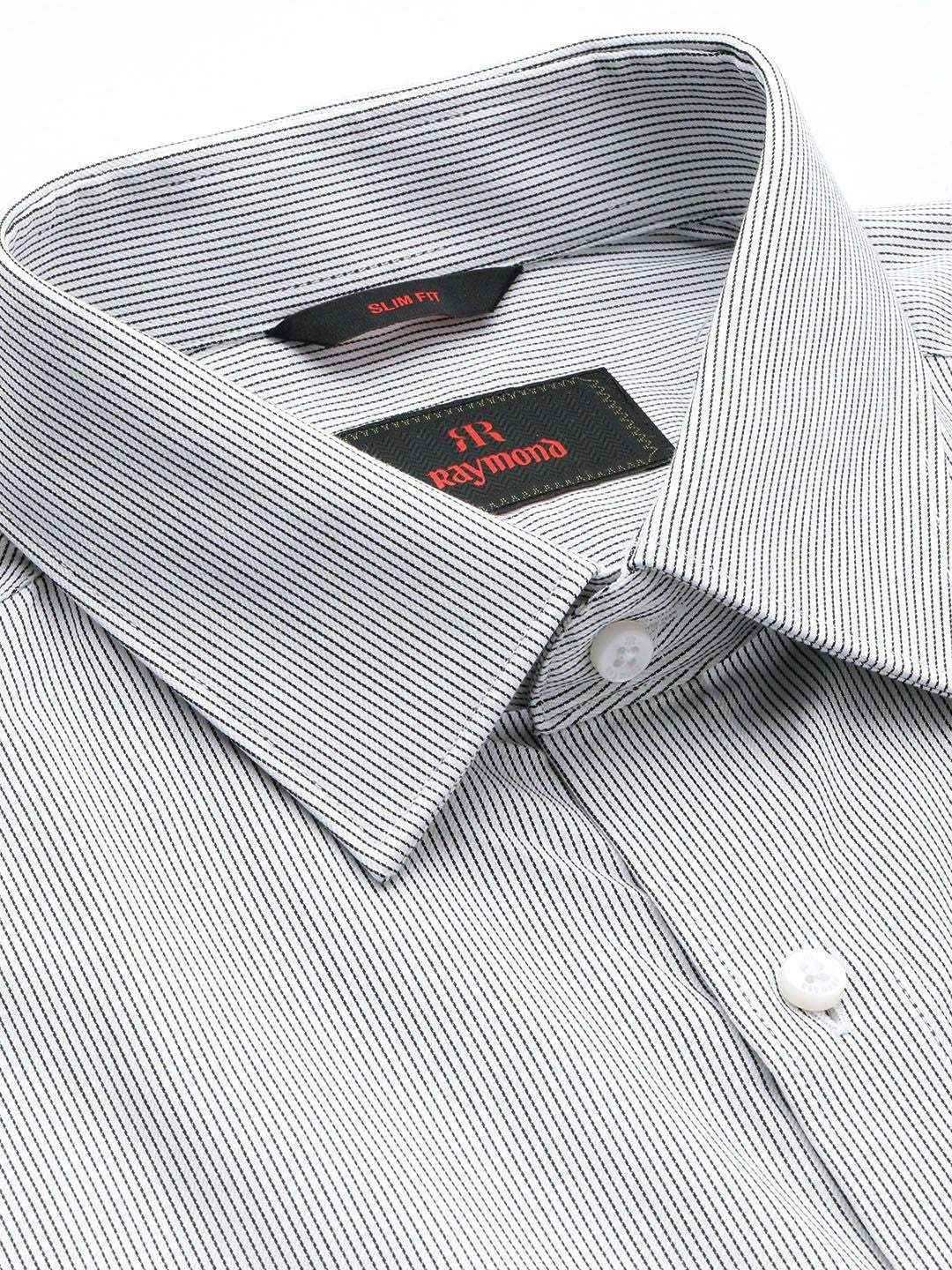 Raymond Self-Striped Slim Fit Pure Cotton Formal Shirt