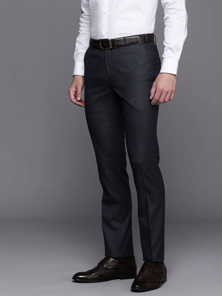 Raymond Men Solid Mid-Rise Slim Fit Formal Trousers